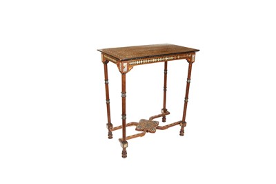 Lot 907 - λ A HARDWOOD MOTHER-OF-PEARL-INLAID SIDE TABLE