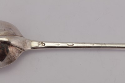 Lot 313 - A Queen Anne Britannia standard basting spoon, London circa 1705 by John Broake (reg. 8th July 1699)