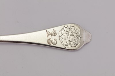 Lot 313 - A Queen Anne Britannia standard basting spoon, London circa 1705 by John Broake (reg. 8th July 1699)