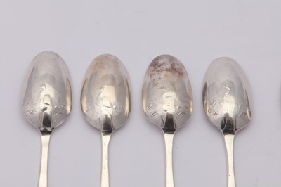 Lot 239 - A set of four George III sterling silver picture back teaspoons, London 1785 by Charles Hougham