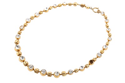 Lot 420 - Chanel Gold Crystal Long Strand Necklace