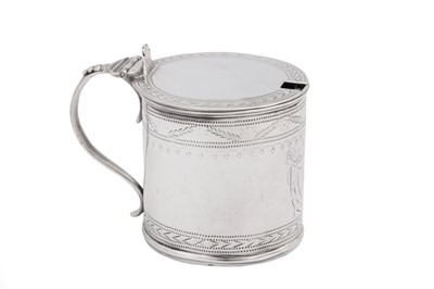 Lot 423 - A George III Irish sterling silver mustard pot, Dublin 1793 by Joseph Jackson