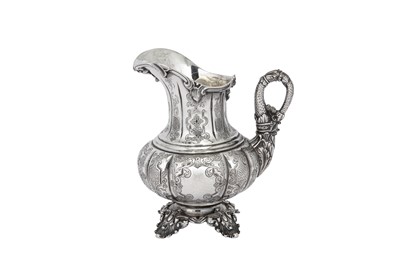 Lot 257 - A mid-19th century German 12 loth (750 standard) silver cream jug, Berlin 1850, makers mark obscured