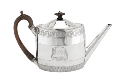 Lot 440 - A George III sterling silver teapot, London 1796 by Henry Chawner (reg. 11th Nov 1786)