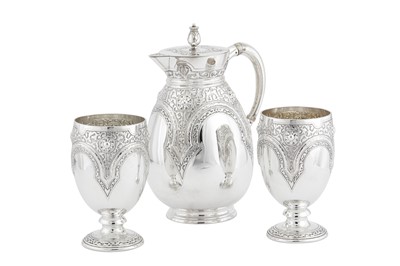 Lot 376 - A Victorian sterling silver claret or cordial set, London 1875/77 by Martin, Hall and Co