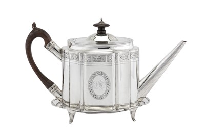 Lot 442 - A George III sterling silver teapot and stand, London 1788 by Soloman Hougham