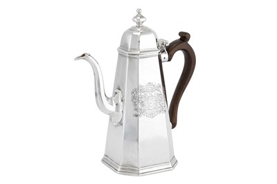 Lot 471 - A George I Britannia standard silver coffee pot, London 1719 by Samual Margas (reg. Feb 1715)