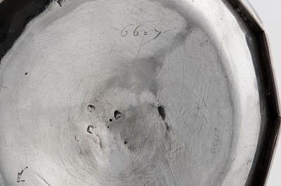 Lot 472 - A Queen Anne Britannia standard silver kettle on burner stand, London 1713 by Augustine Courtauld (reg. 23 Dec 1708)