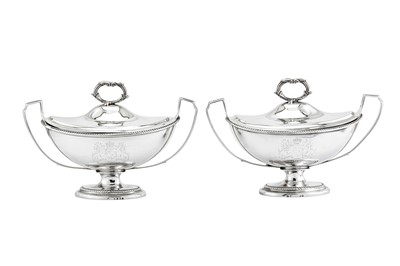 Lot 448 - A set of four George III sterling silver sauce tureens, London 1797 by Paul Storr (1771-1844, first reg. 12th Jan 1793)