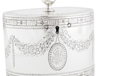 Lot 438 - A George III sterling silver double tea caddy, London 1780 by John Denzilow (reg. 27th October 1774)