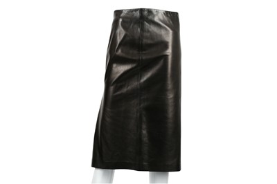 Lot 520 - Gucci Black Leather Skirt - Size 42