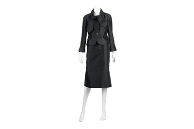Lot 434 - Celine Black Silk Skirt Suit - Size 38
