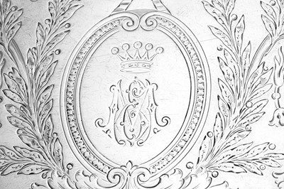 Lot 216 - A late 19th century Austrian 800 standard silver bachelor three-piece coffee set on tray, Vienna circa 1880 by Joseph Carl Klinkosch (b. 1822, master 1843, d. 1888)