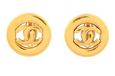 Lot 412 - Chanel Clip On CC Logo Open Circle Earrings