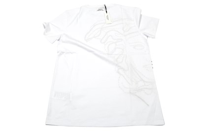 Lot 1290 - Versace Collection White Large Half Medusa Logo T-Shirt - Size M
