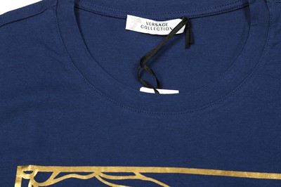 Lot 1330 - Versace Collection Blue Medusa Logo T-Shirt - Size M