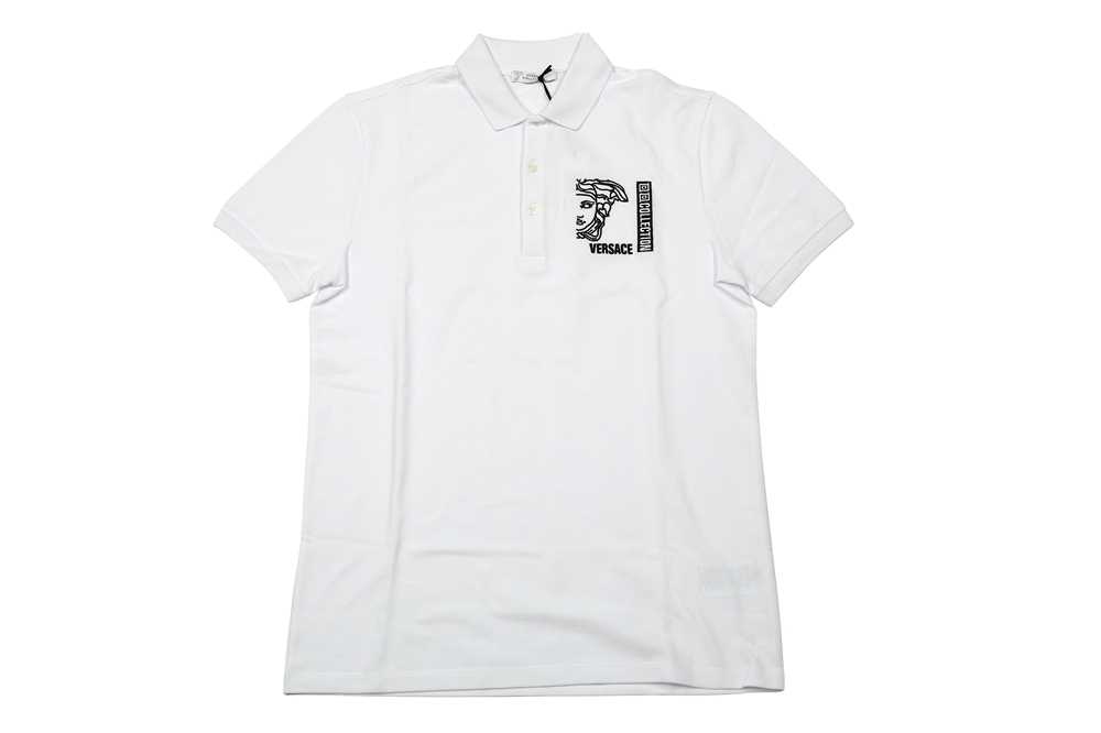 Lot 1287 - Versace Collection White Medusa Logo Polo Shirt - Size S