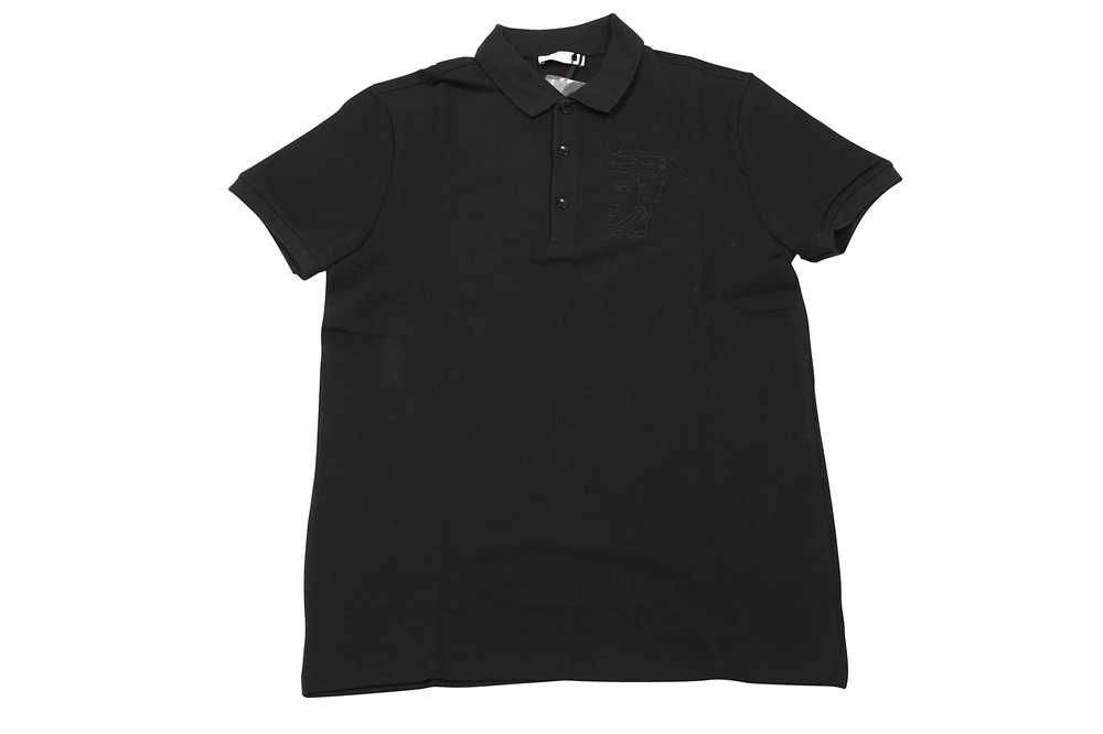 Lot 1293 - Versace Collection Black Medusa Logo Polo Shirt - Size S