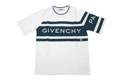 Lot 1328 - Givenchy White Logo Band T-Shirt - Size S