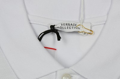 Lot 1289 - Versace Collection White Medusa Logo Polo Shirt - Size L