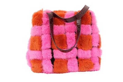 Lot 25 - Dolce & Gabbana Orange Patchwork Fur Bag