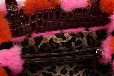 Lot 25 - Dolce & Gabbana Orange Patchwork Fur Bag