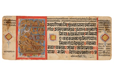 Lot 380 - SEVEN ILLUSTRATED LOOSE FOLIOS FROM A JAIN MANUSCRIPT