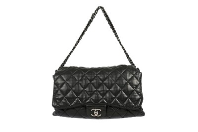 Lot 498 - Chanel Black 3 Accordion Jumbo Flap Bag