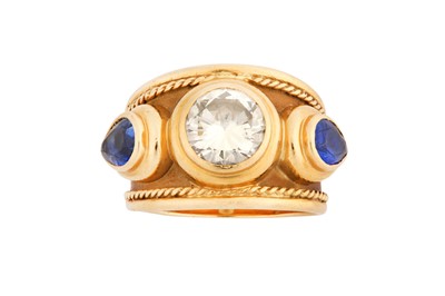 Lot 210 - A sapphire and diamond ring