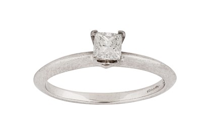 Lot 29 - A diamond single-stone ring, by Tiffany & Co.