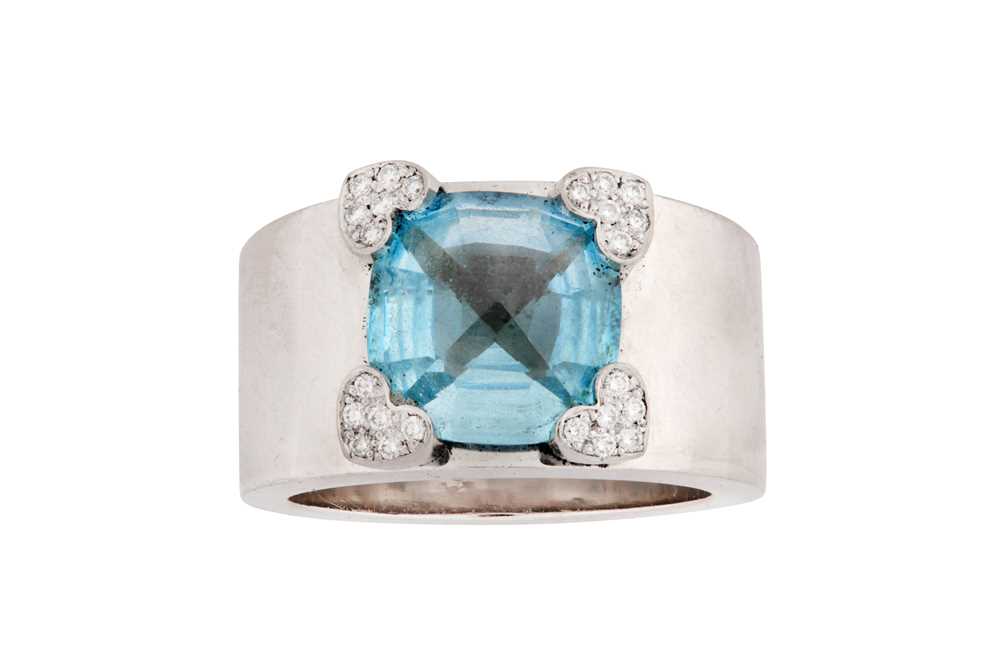 Lot 82 - A blue topaz and diamond ring, by Chopard