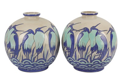 Lot 20 - KERALOUVE LA LOUVIERE: a pair of Belgian contemporary pottery vases
