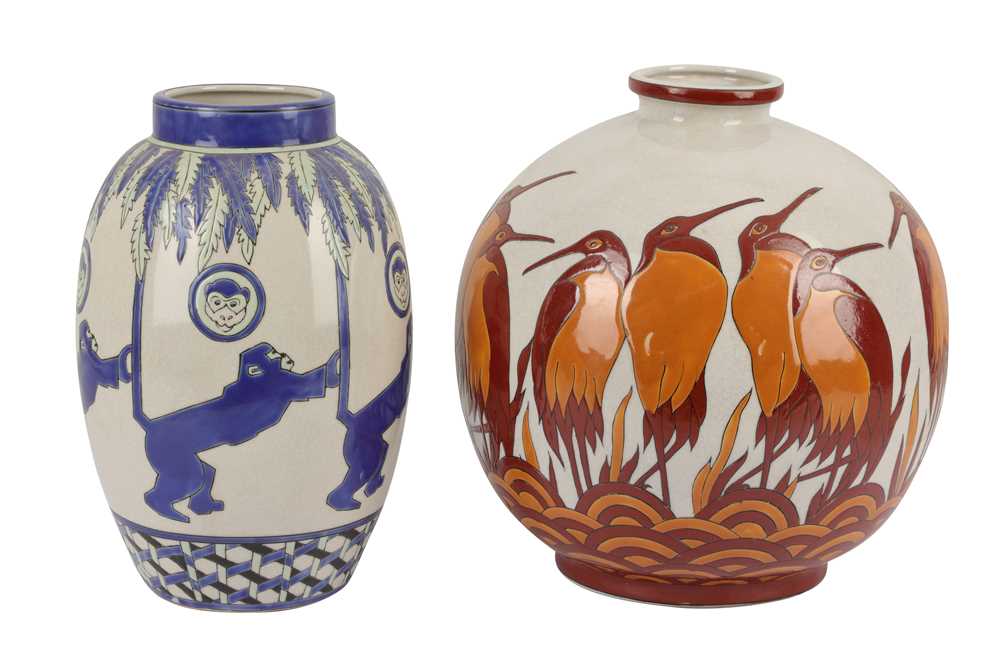 Lot 23 - KERALOUVE LA LOUVIERE: two Belgian contemporary pottery vases