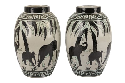 Lot 21 - KERALOUVE LA LOUVIERE: a pair of Belgian contemporary pottery vases