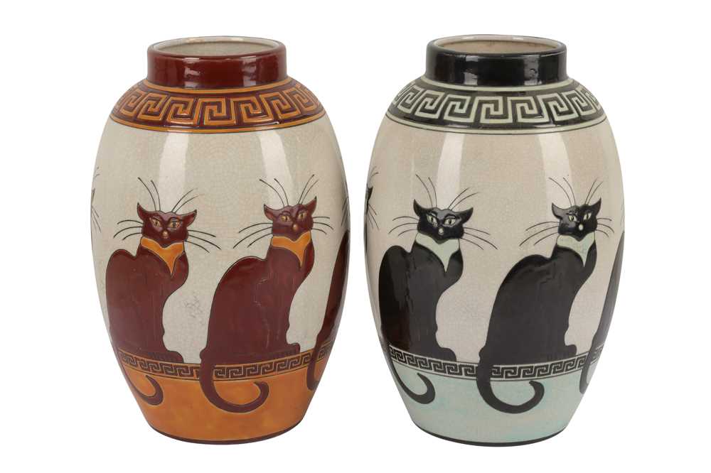 Lot 22 - KERALOUVE LA LOUVIERE: a pair of matched Belgian contemporary pottery vases