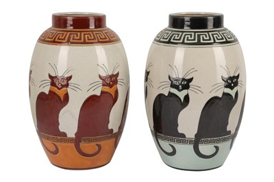 Lot 22 - KERALOUVE LA LOUVIERE: a pair of matched Belgian contemporary pottery vases
