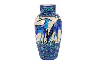 Lot 17 - BOCH FRERES: a large Art Deco 'Biches Bleues' vase