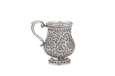 Lot 119 - A late 19th century Anglo – Indian silver mug, Cutch, Bhuj, circa 1880 by Oomersi Mawji (active 1860-90)
