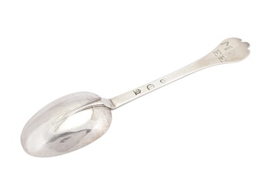 Lot 318 - A William & Mary sterling silver trefid spoon, London 1689 by James Lapley