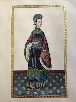 Lot 282 - A CHINESE ALBUM OF SEVEN GOUACHE PAINTINGS ON PITH PAPER.