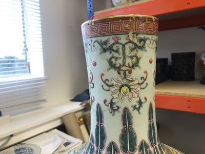 Lot 299 - A LARGE CHINESE FAMILLE ROSE VASE, TIANQIUPING. - NO ONLINE BIDDING