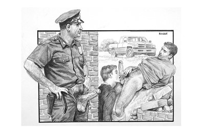 Lot 1175 - Payne (Roger) - Collection of 20 original homoerotic pencil drawings and associated items