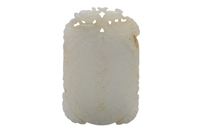 Lot 479 - A CHINESE WHITE JADE OVAL PLAQUE.