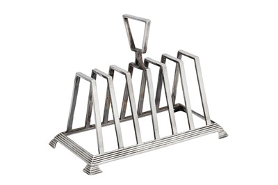 Lot 371 - A Victorian sterling silver seven bar toast rack, Sheffield 1893 by Walker and Hall