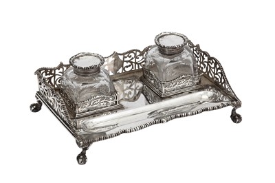 Lot 379 - A Victorian sterling silver inkstand, London 1892 by George Fox