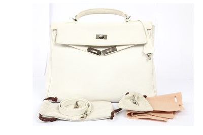 Lot 482 - Hermes White Togo Kelly Retourne 35