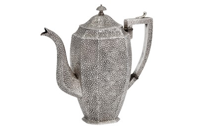 Lot 108 - An early 20th century Anglo – Indian unmarked silver coffee pot, Kashmir circa 1930