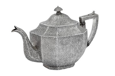 Lot 107 - An early 20th century Anglo – Indian unmarked silver teapot, Kashmir circa 1930