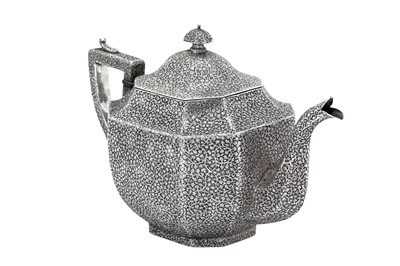 Lot 107 - An early 20th century Anglo – Indian unmarked silver teapot, Kashmir circa 1930