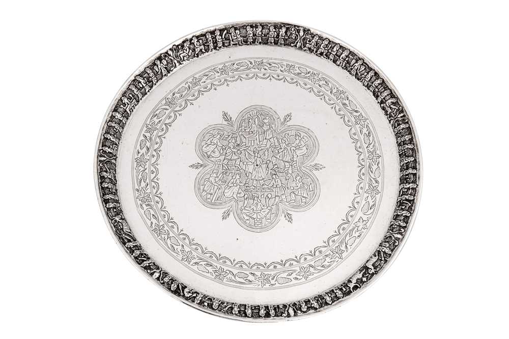 Lot 154 - An early 20th century Iranian (Persian) silver tray, Shiraz dated 1906